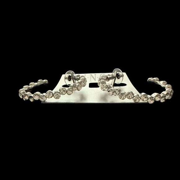 INC International Concepts Silver-Tone Rhinestone Circle Hoop Party Earrings - Picture 2 of 4